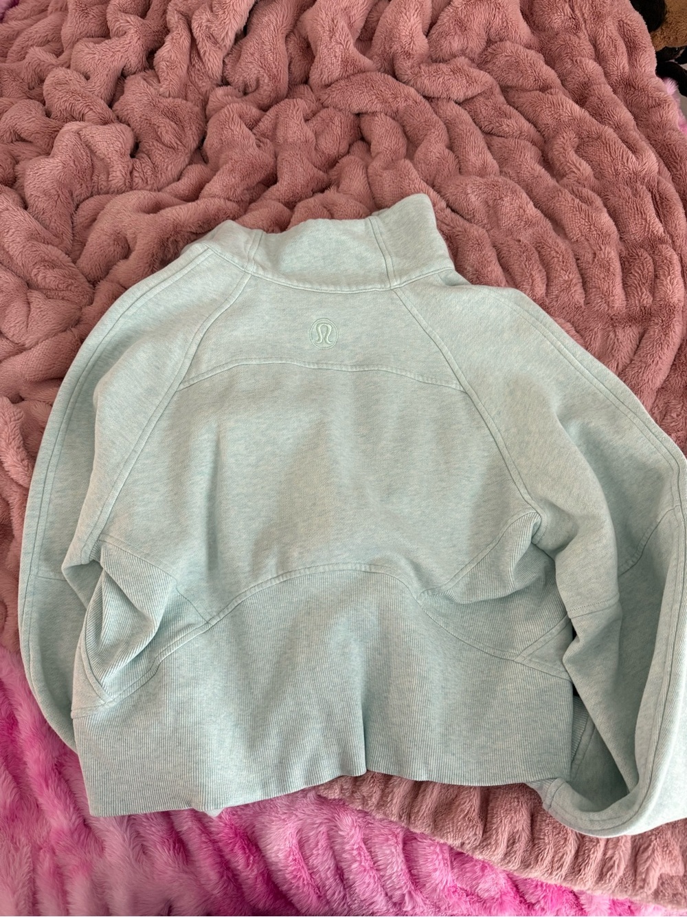 Light Aqua Half-Zip Hoodie Sweatshirt - Women - Picture 4 of 5